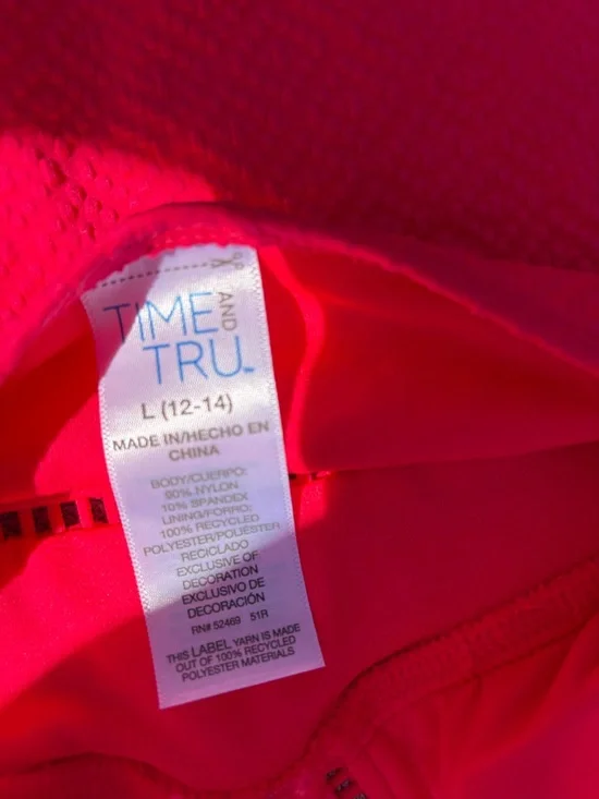 Time and Tru Bright Coral  One-Piece Swimsuit - Picture 6 of 6